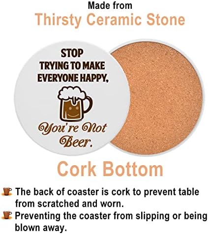 Подложки за бира със Забавни Надписи, за Бирени Чаши Кръгла Поставка с Керамични камъни със Пробковым основание, с Железен Притежател на Защита на Плотове за Steins Стил Бирени Етикети