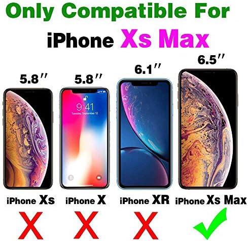 Asuwish Калъф за телефон iPhone Xs Max, една Чанта-портфейл със Защитно фолио и Стойка, Държач за Кредитни карти, Лъскава Кожа Клетка I X XR Xsmax 10x SX Xmax 10xs 10s 10 Plus Xmaxs За Жени и Момичета, Синьо