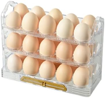 Дебела Поставка за съхранение на яйца с панти капак, Кутия за съхранение на Яйца, Стойка, Държач за яйца, Органайзер за Хладилник, Кухненски тава за свежи продукти (Цвят: B размер: 26 * 10 * 20 см)