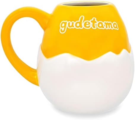Сребърен керамична чаша Buffalo Sanrio Gudetama с 3D скулптура | и голяма чаена чаша с 20 грама за еспресо, чай