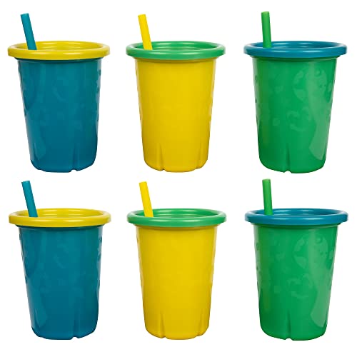 За многократна употреба непроливающиеся сламени чаша The First Years GreenGrown - Чаша за деца със слама - Синьо / Жълто / Зелено - 6 броя
