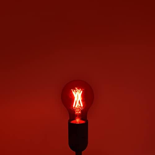 Led лампи LUXRITE A19 Edison цвят червен, 4,5 W (еквивалент на 60 W), Цветна Стъклена Нишка с нажежаема жичка, в списъка на UL, Стандартна основа E26, За вътрешно осветление, Веранди, Д