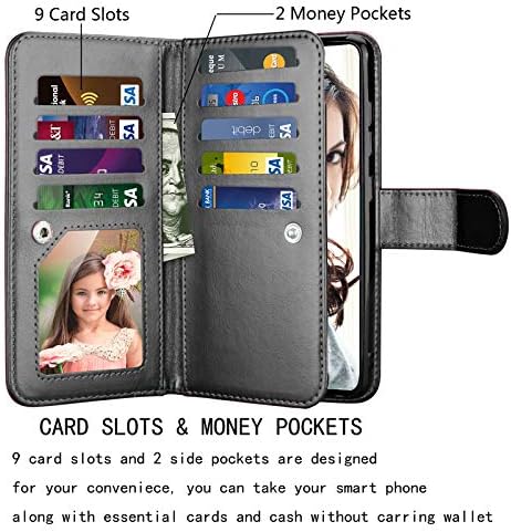 Калъф NJJEX Galaxy A51 5G, една Чанта-портфейл за Samsung Galaxy A51 5G, [9 слотове за карти] От изкуствена кожа, държач за кредитни карти, флип-надолу награда [Подвижни], Държач, Магните