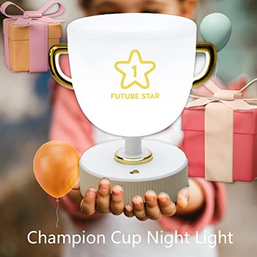 Лека нощ Ourobot за деца, Скъпа лампа с Купата на Шампиона, Детски лека нощ 10 цветове за детска стая, която се презарежда през USB, може да се управлява от разстояние с пом?