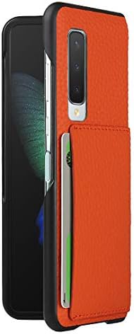 Zouzt Thin Fit съчетава с Samsung Galaxy Fold в кожа джоба премиум-клас с отделение за карти памет (2019) -оранжево
