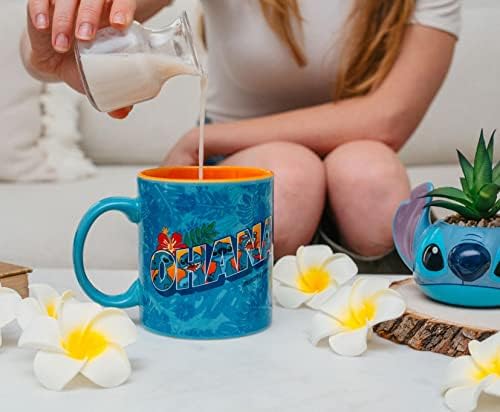 Керамична чаша Дисни Lilo & Stitch Ohana с хавайска палма | Тропическа Голяма Кафеена чаша За еспресо, кофеин, Напитки, Предмети от първа необходимост за дома и кухнята | Сла?