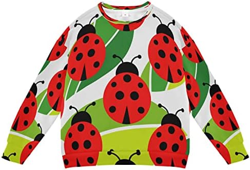 Ladybugs Летните Листа Hoody За Момчета и Момичета, Пуловер с кръгло деколте за Деца, Пуловер с Дълъг Ръкав, Есенно-Зимни Дрехи