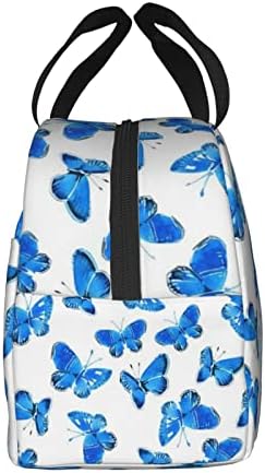 Синята пеперуда обяд чанта летни физически гъсти и многократна употреба горещ обяд чанта с цип за по-лесно трайни работа офиса на училището пикник на плажа трениро