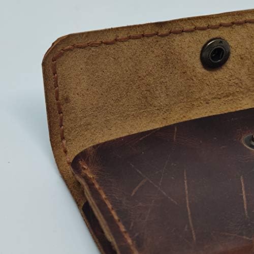 Чанта-кобур от естествена кожа за OnePlus 6, Калъф за вашия телефон ръчна изработка от естествена кожа, Изработен по поръчка Кожена чанта за Носене-калъф с линия за колан, Хоризонтална Кожена кобур Луд, Кафяв калъф