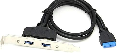 Occus - Кабели с 2 порта USB 3.0 за задната част, за да се свържете към конектора MB 20pin, Кабелен адаптер за монтиране на стена конектор PCI, 50 бр./лот - (Дължина на кабела: друга, цвят: синьо)