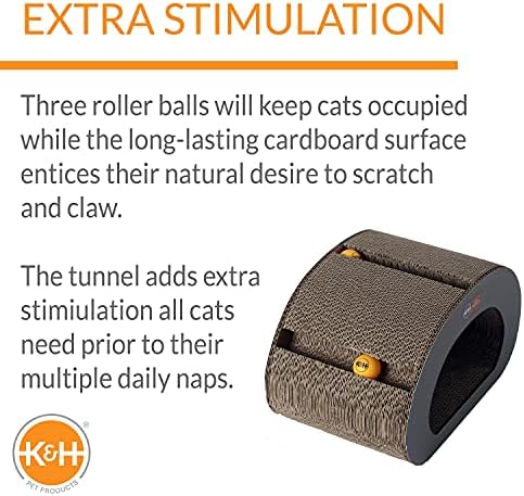K& H Pet Products Творчески тунел за котки (15,75 x 9,5x 9,25) - Супер Забавна Интерактивна играчка с лъжичка-Стъргало - Физически и умствени упражнения за котки