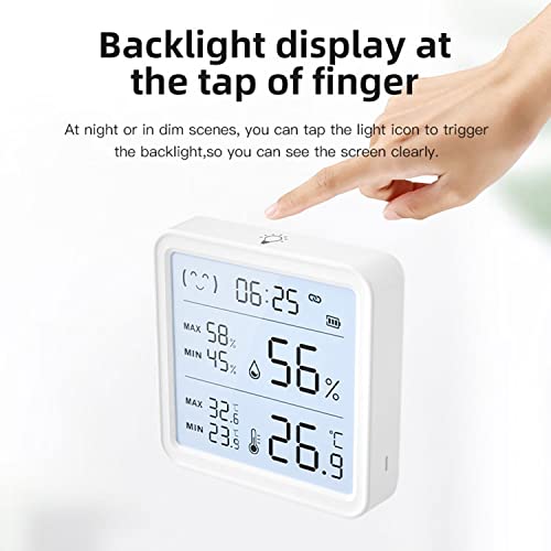 Стаен Термометър за дома, Наблюдение на температурата и Влажността на Hristo Bluetooth, Голям LCD дисплей, Подсветка, Led комфорт на въздуха, Време