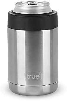 Чаша-охладител за консерви True Capsule Insulated Can Cooler Tumbler - Държач за напитки от неръждаема стомана двойни стени за стандартни кутии и бутилки, сребристо и черно, определени от 1