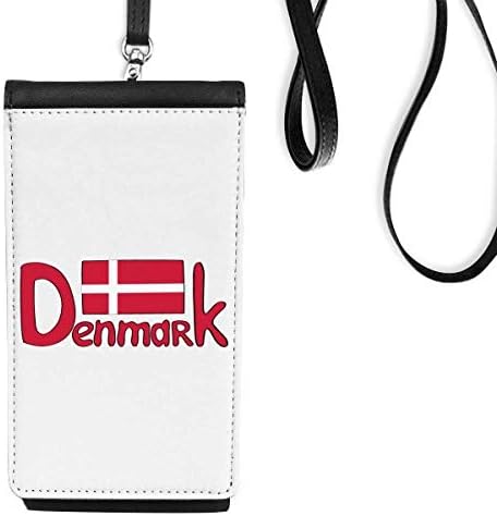 Demark Национален Флаг Червено Модел Телефон, Портфейл Портфейл Окачен Мобилен Калъф Черен Джоба