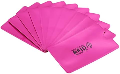 Ръкави за кредитни карти с RFID заключване PATIKIL, 10 x безконтактно защитен притежателя за чантата NFC, розово-червен