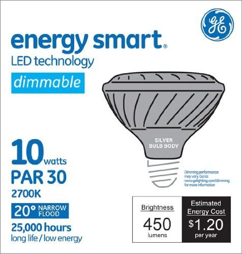 GE Lighting (4 групи) 61923 Energy Smart LED 10-Ваттная (подмяна на 50-ваттной) 450-люменная лампа-прожектор PAR30 със средна основа