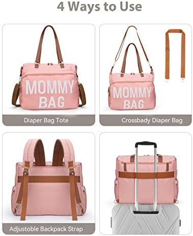 Чанта за майките Pripher за болницата, Раница и чанта-тоут за памперси с 14 джобове за 2 деца, Голяма Водоустойчив Больничная чанта за раждане на дете, Детска Пътна чанта с 3 Изолирани джобове, розов