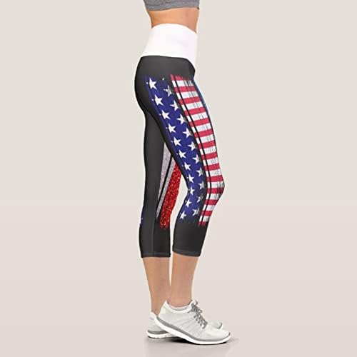 Гамаши за жени на американския флаг непрозрачен за отслабване с висока талия Ден на Независимостта на тренировка бягане йога гамаши