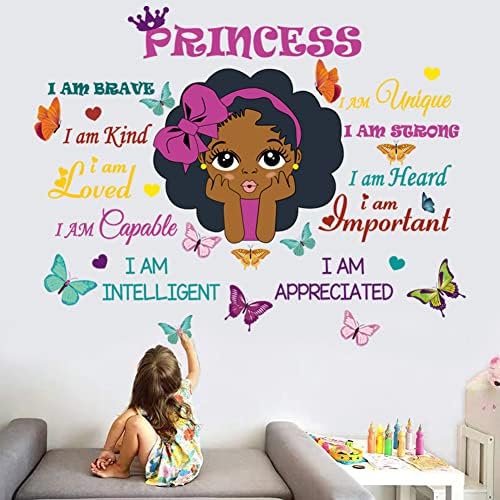 Черна Момиче е Магически Вдъхновяващи Цитати на Стената Аз Специално Мотивационно Цитат Афроамериканская Стикер на Стената на Детската Стая За Деца от Афро Детска Спалня, Детска Стая Монтиране на Украса Начало Декор