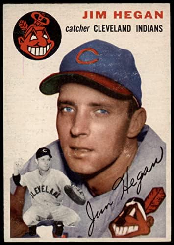1954 Topps 29 С Джим Хеганом Кливланд Индианс (Бейзболна картичка) (Бяла спин) EX/MT Indians