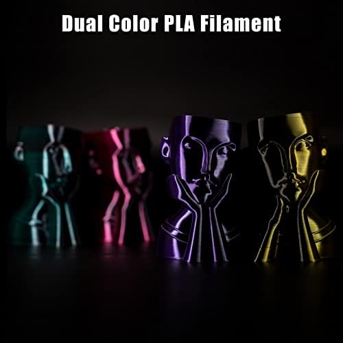 Конци за 3D-принтер LOCYFENS, Соэкструзионная PLA-конец 2 в 1 1,75 mm +/-0,02 мм, в два цвята Конци от коприна PLA Черно + лилаво/Златен/Зелен/Розово-червено, 3D-Конец 200 g x 4 спирала