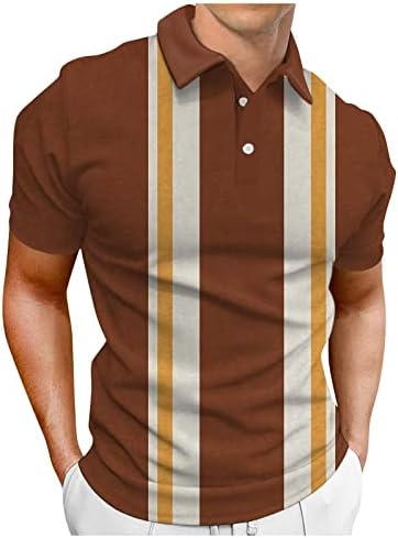 Мъжка Риза за Голф Копчета с Цветен Блок, с къси ръкави в стил Ретро, Градинска Риза С Къси Ръкави и Принтом, Дрехи