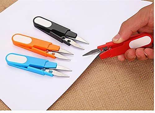 Преносими ножици ALIMITOPIA, Многоцелеви U-Образна Малък Нож За Подрязване на Рибарски конци, Ножици за изрязване на Прежди с Защитен калъф за занаяти собствените си ръце (4 цвят)