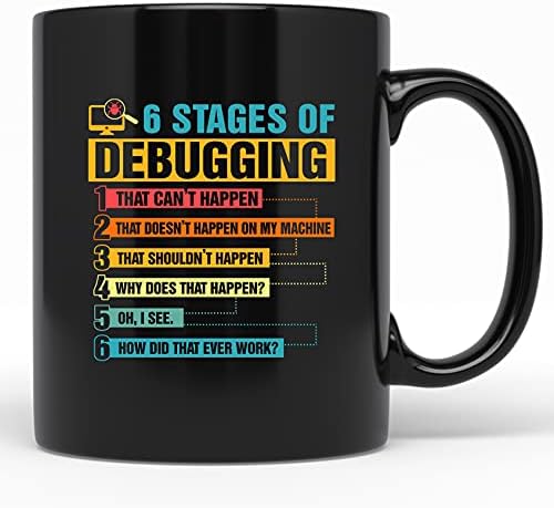 8 лесни Стъпки за отстраняване на Грешки Забавна Чаша За Инженер-програмист Кафеена Чаша за Подарък IT-Енкодер Програмист Кодиране, Програмиране Компютърен Техник