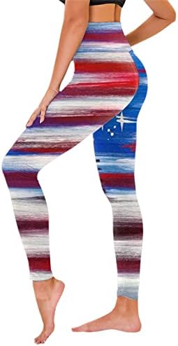 Патриотични Гамаши с флага на сащ За жени с контрол на корема САЩ Панталони със Звезда в Ивица с Флага, Гамаши С Подтяжкой задните части, Панталони Капри