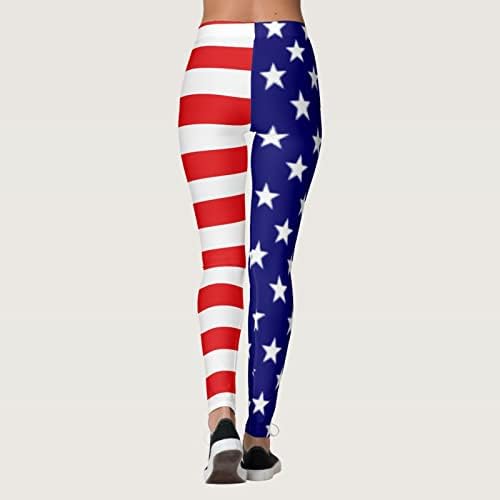 Патриотични Гамаши с флага на сащ За жени с контрол на корема САЩ Панталони със Звезда в Ивица с Флага, Гамаши С Подтяжкой задните части, Панталони Капри