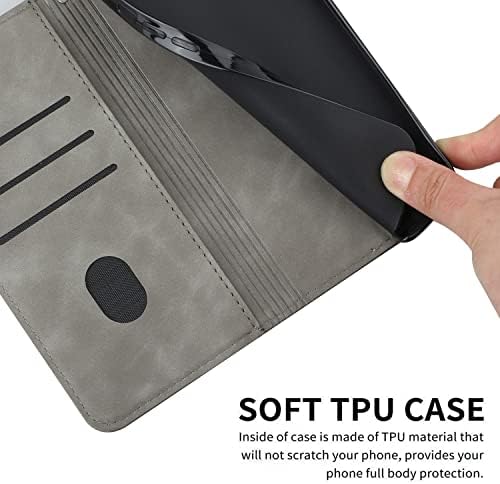 Чанта-портфейл със защитно кобур, който е съвместим с Oppo Realme 7 Pro, който е Съвместим с калъф Oppo Realme 7 Pro [устойчив на удари вътрешен калъф от TPU], калъф от изкуствена кожа с магнитно панти капак, скоба