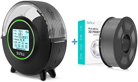 Конци за 3D-принтер SUNLU PLA Meta и простор за направления за 3D-принтер SUNLU S2 Черен цвят, конци PLA Meta 1,75 мм, точност +/- 0,01 мм, бобини с тегло 1 кг, Сиво