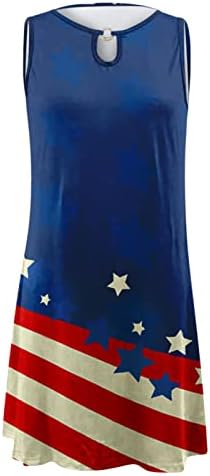 Женствена рокля на 4 юли Рокля с Трапецовидна форма, с Патриотичен Флага на сащ, Модни Пола С Мирис на Деня на Независимостта и Принтом