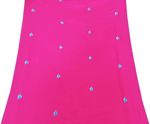 Peegli Женски винтажное вышитое розово сари на индийските жоржета Плат сари със собствените си ръце 5 ярда