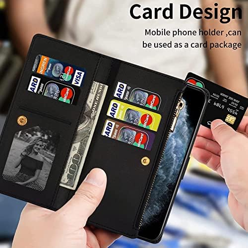 Калъф MAALYA за iPhone 13/13 Mini/Pro 13/13 Pro Max, Калъф-книжка с панти капак-фолио и поставка за карти с магнитна закопчалка-стойка (Цвят: Preto, размер: 13 6,1 )