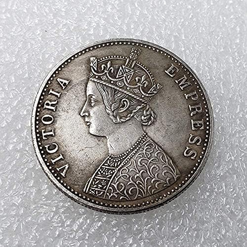 Старинни Занаяти Британска Индия 1-Виктория Сребърно Покритие Монета Чужд Сребърен Долар Сребърен Кръг #742