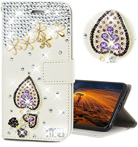 Калъф за мобилен телефон с брилянтен чантата AS-Zeke, съвместим с Samsung Galaxy S21 Ultra 2021, серия 3D Ръчно изработени с лък, планински Кристал, дизайн на корпуса, с украшение във вид на кристали - Черен