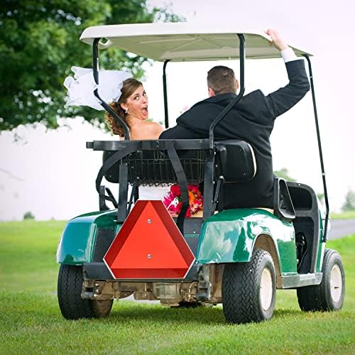 Бавно движещ Се в Знак на превозното средство Триъгълен Знак 14 x 16 Инженерен клас Отразяваща До 7 Години на открито, за да количка за голф (Алуминий)