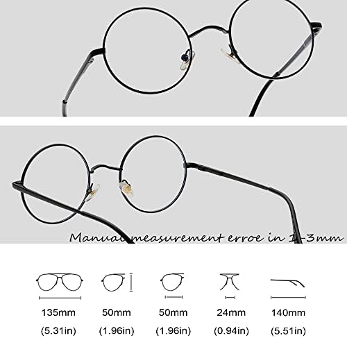 Teumire Синя Светлина Блокер Очила за Жени, Мъже Кръгла Метална Дограма за Прозрачни Лещи Компютърни Очила 50 ММ