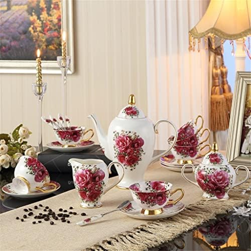 Утайка от чаша Кафе, определени от розова кост, европейски порцелан чай поставка за чаши, Керамични сахарник, Чай набор, набор от кафе, чаша (Цвят: A, размер: както е показано на фигурата)