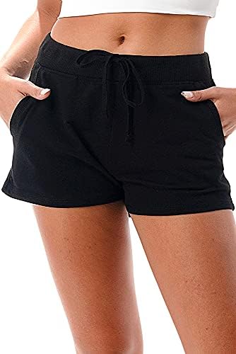 Дамски спортни шорти Sheismine за активен отдих – 2 опаковки, Френски Хавлиени Спортни къси Панталони за почивка с Еластичен колан и джобове на съвсем малък, Ежедневни Панталони