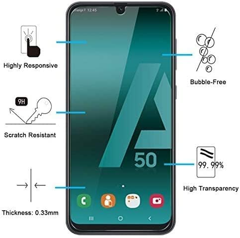 NEW'C [3 опаковки] е Предназначен за Samsung Galaxy A50 (SM-A505F), Защитно фолио за екрана A50s от закалено стъкло, корпус сверхпрочный