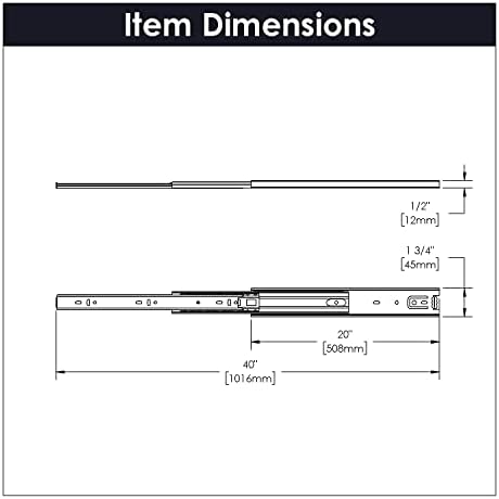 Комплект водачи за чекмеджета Hickory Hardware P1050/20-2C с шариковым подшипником Full Ext 20 с кадмиевым покритие (2 опаковки), 20 инча, 2 бр.