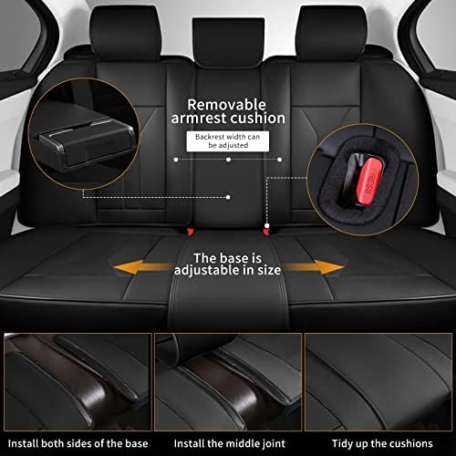 Калъфи за автомобилни седалки RAWAKORW, подходящи за Honda Civic 2003-2015, Пълен Комплект Автомобилни покривала от Дишаща изкуствена кожа съвместима с предпазна възглавница, Водоустойчива защита за автомобилни седалки