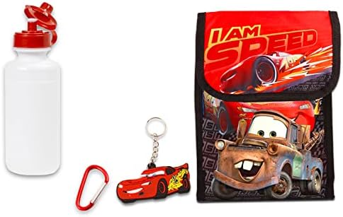 Раница Disney Cars с Кутия за обяд - Комплект с Раница Cars, Чанта за обяд Lightning McQueen, Стикери, Брелоком и много Други | Раница Cars за деца на 3-5 години