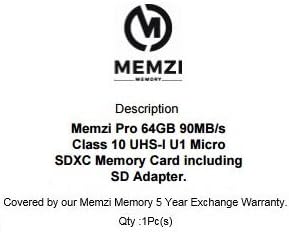 MEMZI PRO 64GB Class 10 90 MB/s. Карта памет Micro SDXC с SD адаптер за Мобилни телефони, серия Doogee X