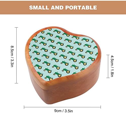 Зелен Трактор Дървена Музикална Ковчег В Формата На Сърце Завийте Музикална Ковчег Древните Дървени Заводные Музикални Кутии За Бижута, Подаръци