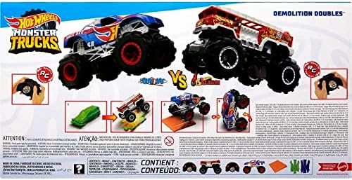 Hot Wheels Monster Trucks 2 комплекта, 1 Състезателни асо и 1 аларма HW 5 в мащаб 1: 24, Пълнофункционален играчка с дистанционно управление за деца от 4 и повече години [Изключително на ]