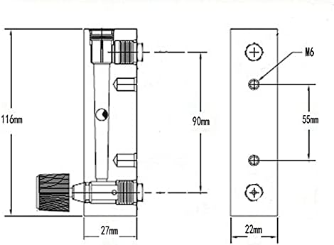 Разходомер H2 Rotameter 0,1-25LPM LZM-8M Вставной 6-инчов тръба Акрилна Регулируема лента с капак - (Размер: 0,3-3LPM)