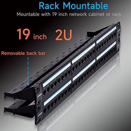 Пасаж Премина панел Lysymixs 48 порта RJ-45 Cat6, Съединителна Мрежа Смяна на лентата 19 Инча, Вградени Премина панел Keystone Ethernet с заден панел